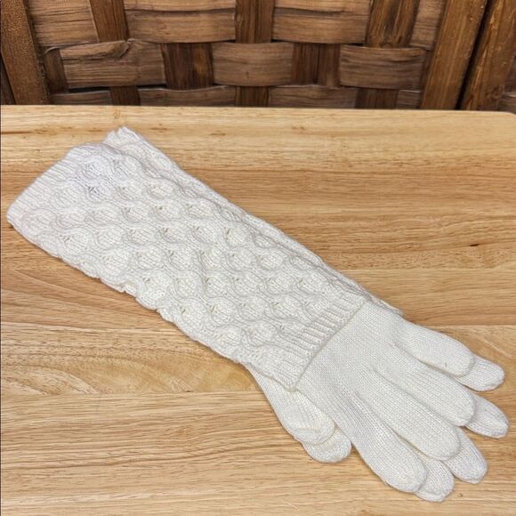 Vintage Wool Cable Knit Cream Gloves - Picture 1 of 2